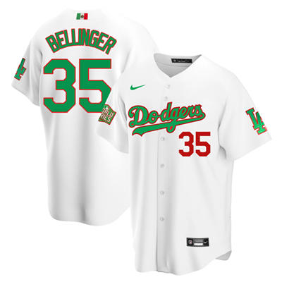 Men's Los Angeles Dodgers White #35 Cody Bellinger White Green Mexico 2020 World Series Stitched Jersey Men's Los Angeles Dodgers White #35 Cody Bellinger White Green Mexico 2020 World Series Stitched Jersey